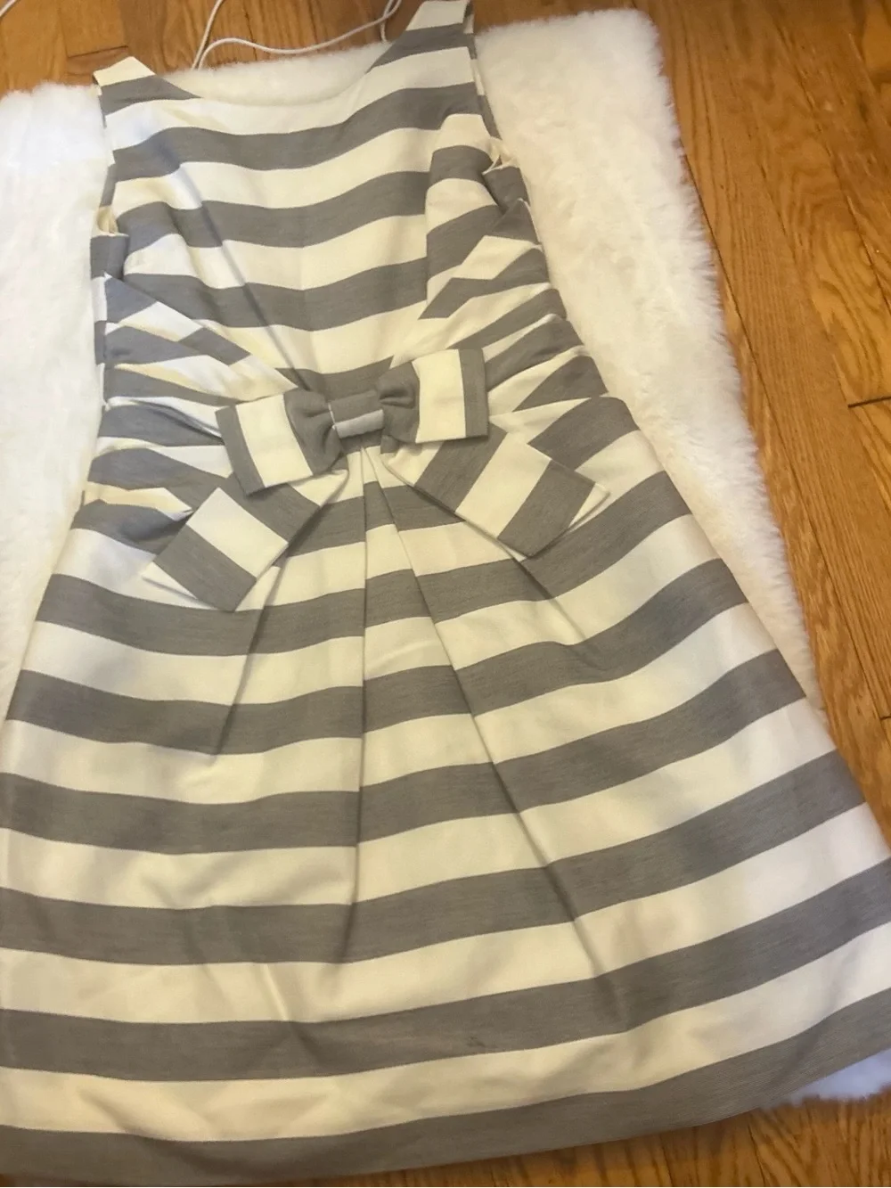 kate spade Gray & Cream Striped Bow-Front Sleeveless Dress